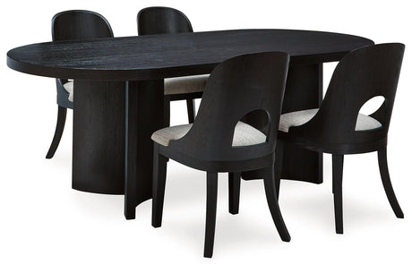 Rowanbeck Black Dining Table and 4 Chairs by Ashley at Eve Furniture