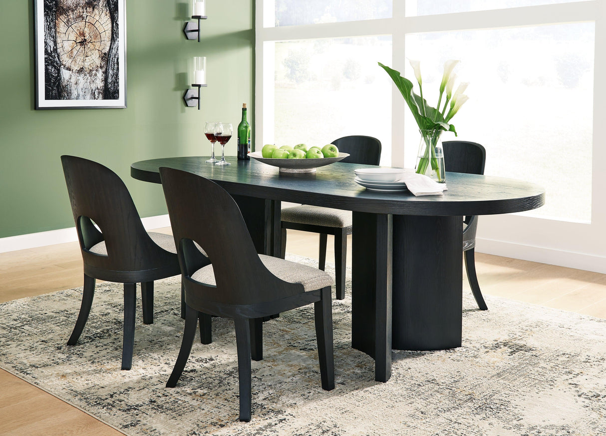 Rowanbeck Black Dining Table and 4 Chairs by Ashley at Eve Furniture