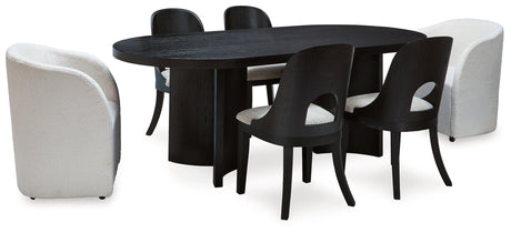 Rowanbeck Black Dining Table and 6 Chairs by Ashley at Eve Furniture