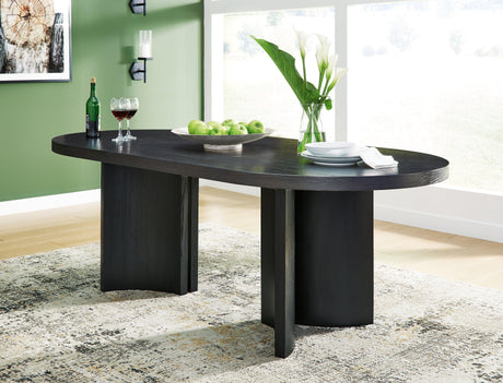 Rowanbeck Black Dining Table by Ashley at Eve Furniture