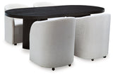 Rowanbeck Black/White Dining Table and 4 Chairs by Ashley at Eve Furniture