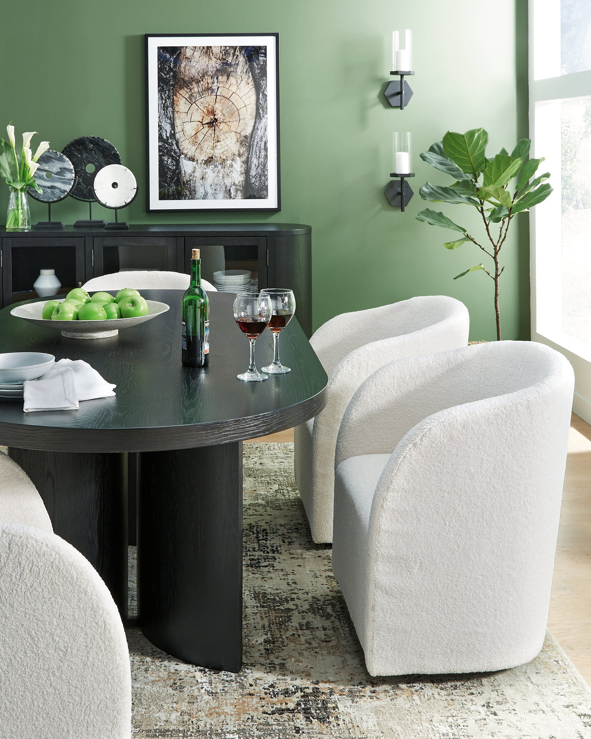 Rowanbeck Dining Table and 4 Chairs with Storage in Black by Ashley at Eve Furniture