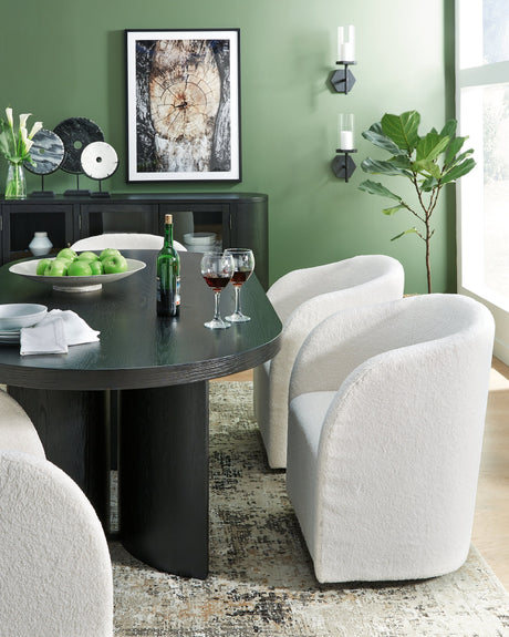 Rowanbeck Dining Table and 4 Chairs with Storage in Black by Ashley at Eve Furniture
