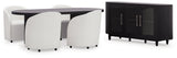 Rowanbeck Dining Table and 4 Chairs with Storage in Black by Ashley at Eve Furniture