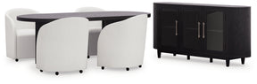 Rowanbeck Dining Table and 4 Chairs with Storage in Black by Ashley at Eve Furniture