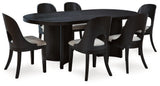 Rowanbeck Dining Table and 6 Chairs in Black by Ashley at Eve Furniture