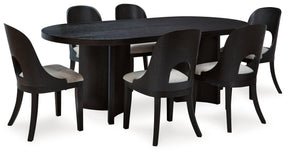 Rowanbeck Dining Table and 6 Chairs in Black by Ashley at Eve Furniture