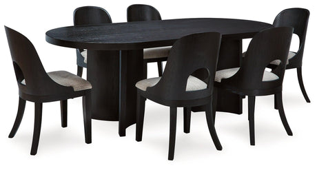 Rowanbeck Dining Table and 6 Chairs in Black by Ashley at Eve Furniture