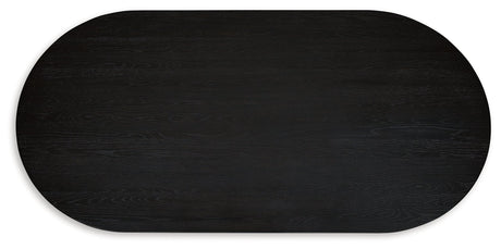 Rowanbeck Dining Table and 6 Chairs with Storage in Black by Ashley at Eve Furniture