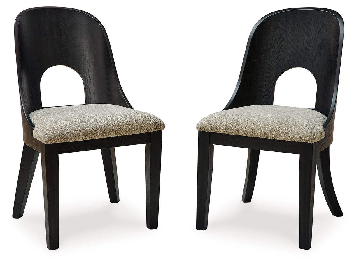 Rowanbeck Dining Table and 6 Chairs with Storage in Black by Ashley at Eve Furniture