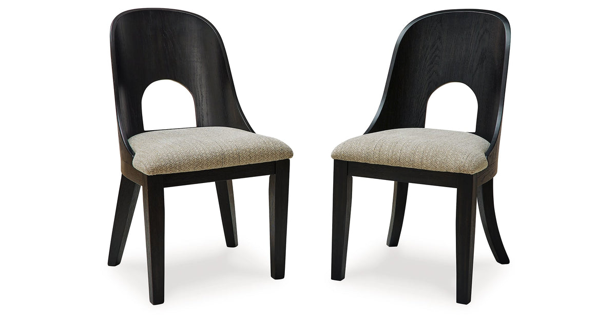 Rowanbeck Dining Table and 6 Chairs with Storage in Black by Ashley at Eve Furniture