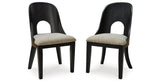 Rowanbeck Dining Table and 6 Chairs with Storage in Black by Ashley at Eve Furniture