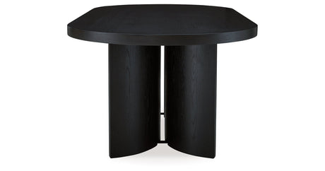 Rowanbeck Dining Table and 6 Chairs with Storage in Black by Ashley at Eve Furniture