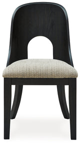 Rowanbeck Dining Table and 6 Chairs with Storage in Black by Ashley at Eve Furniture