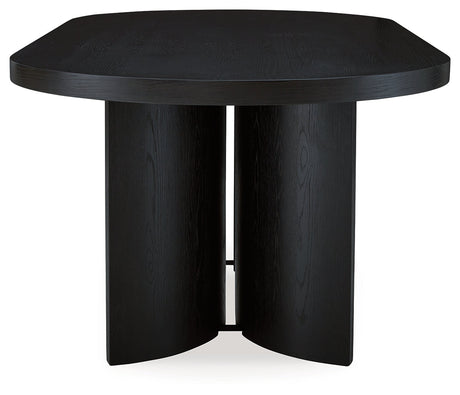 Rowanbeck Dining Table and 6 Chairs with Storage in Black by Ashley at Eve Furniture