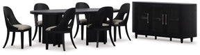 Rowanbeck Dining Table and 6 Chairs with Storage in Black by Ashley at Eve Furniture