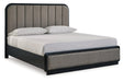 Rowanbeck Gray/Black King Upholstered Panel Bed by Ashley at Eve Furniture
