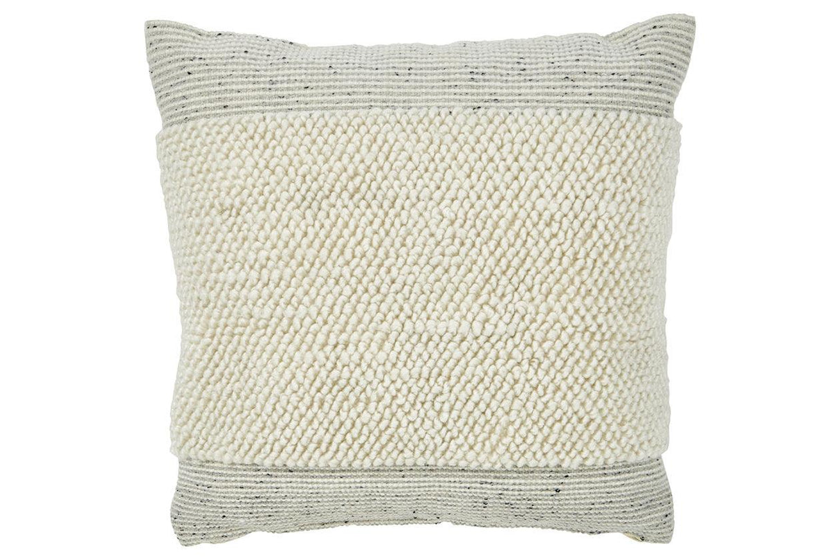 Rowcher Gray/White Pillow by Ashley at Eve Furniture