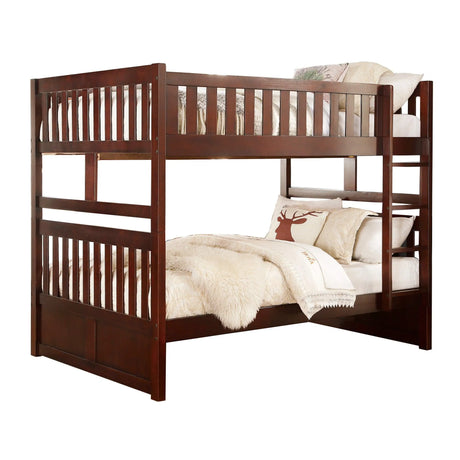 Rowe Dark Cherry Full/Full Bunk Bed by Homelegance at Eve Furniture