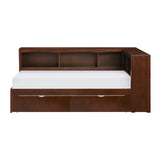 Rowe Dark Cherry Twin Bookcase Corner Bed with Storage Boxes by Homelegance at Eve Furniture