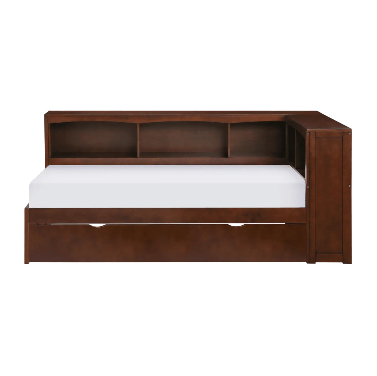 Rowe Dark Cherry Twin Bookcase Corner Bed with Twin Trundle by Homelegance at Eve Furniture