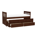 Rowe Dark Cherry Twin Captains Trundle Bed by Homelegance at Eve Furniture