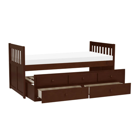 Rowe Dark Cherry Twin Captains Trundle Bed by Homelegance at Eve Furniture
