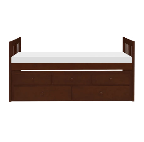 Rowe Dark Cherry Twin Captains Trundle Bed by Homelegance at Eve Furniture