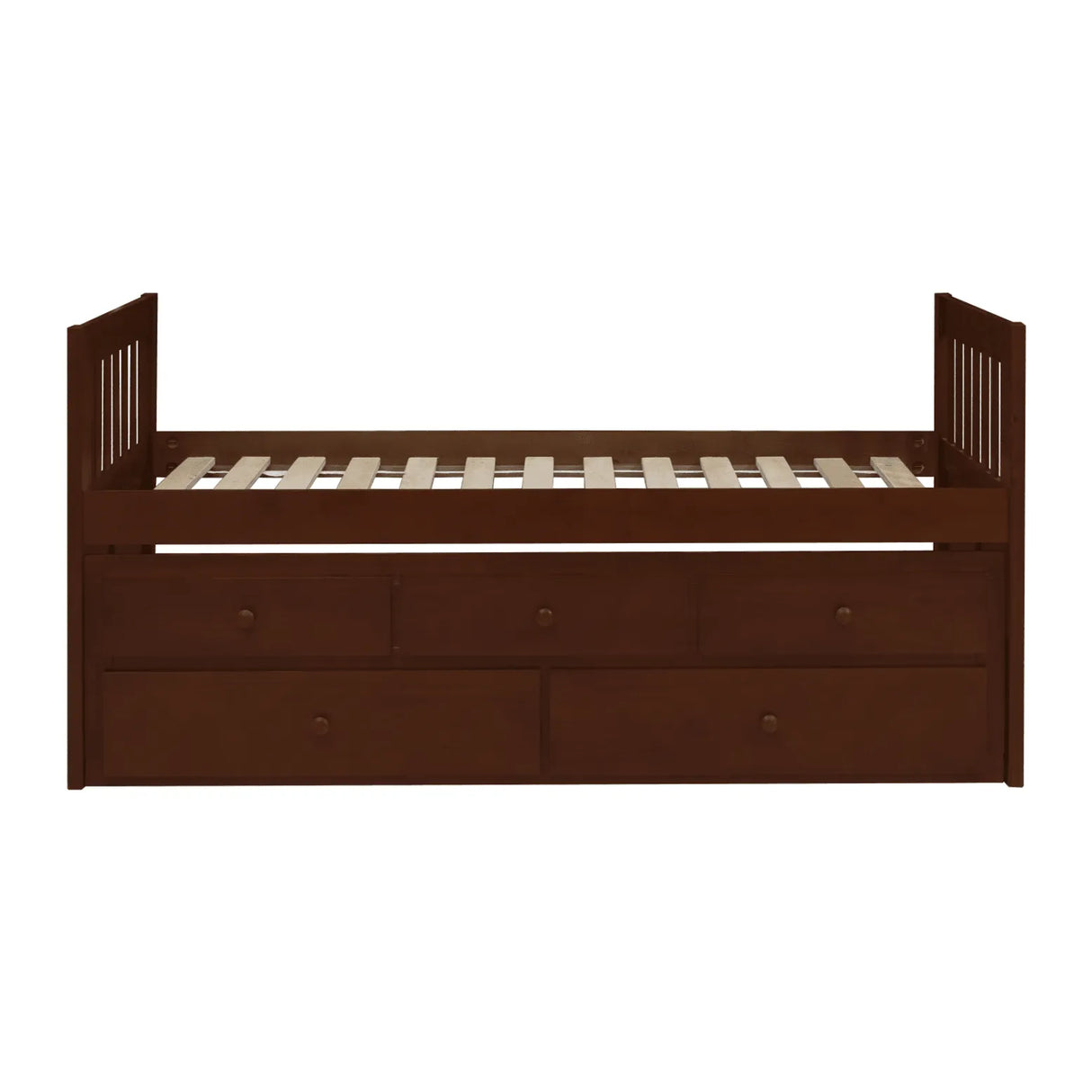 Rowe Dark Cherry Twin Captains Trundle Bed by Homelegance at Eve Furniture