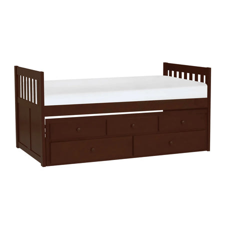 Rowe Dark Cherry Twin Captains Trundle Bed by Homelegance at Eve Furniture
