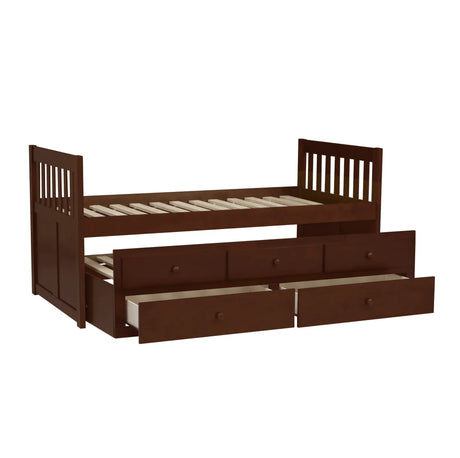 Rowe Dark Cherry Twin Captains Trundle Bed by Homelegance at Eve Furniture