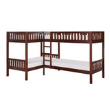 Rowe Dark Cherry Twin Corner Bunk Bed by Homelegance at Eve Furniture