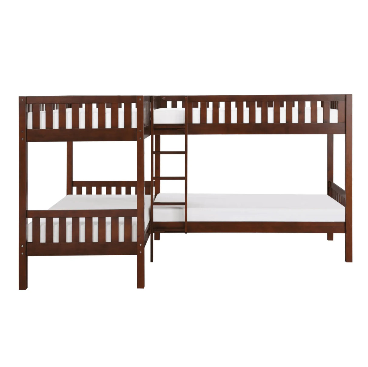 Rowe Dark Cherry Twin Corner Bunk Bed by Homelegance at Eve Furniture