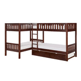 Rowe Dark Cherry Twin Corner Bunk Bed with Twin Trundle by Homelegance at Eve Furniture