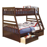 Rowe Dark Cherry Twin/Full Bunk Bed with Storage Boxes by Homelegance at Eve Furniture