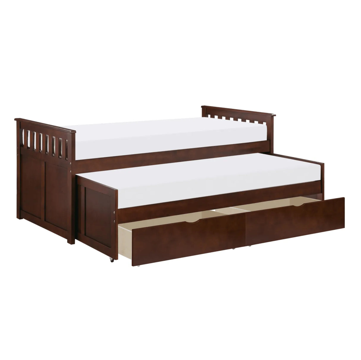 Rowe Dark Cherry Twin/Twin Bed with Storage Boxes by Homelegance at Eve Furniture