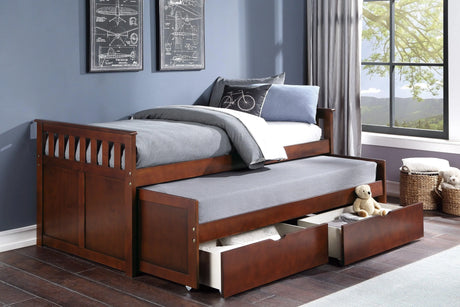 Rowe Dark Cherry Twin/Twin Bed with Storage Boxes by Homelegance at Eve Furniture
