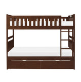 Rowe Dark Cherry Twin/Twin Bunk Bed with Storage Boxes by Homelegance at Eve Furniture