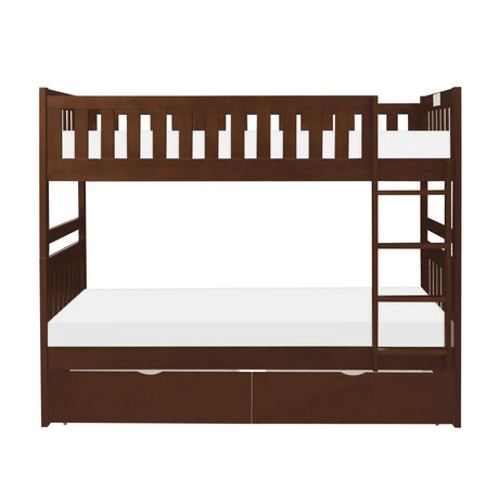 Rowe Dark Cherry Twin/Twin Bunk Bed with Storage Boxes by Homelegance at Eve Furniture