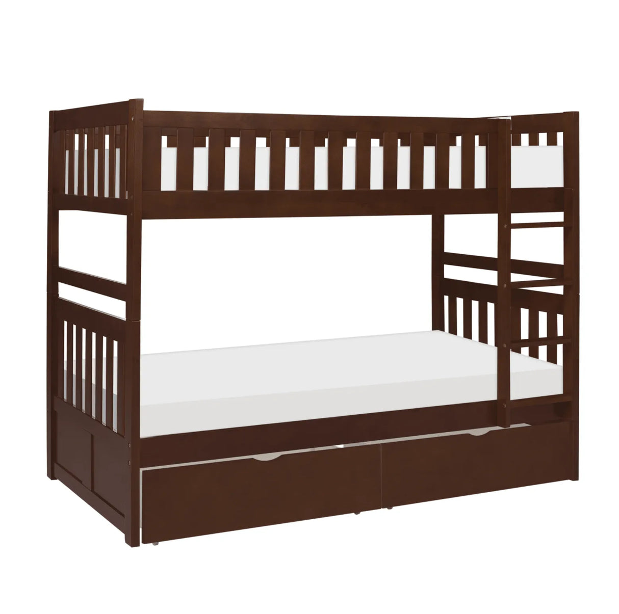 Rowe Dark Cherry Twin/Twin Bunk Bed with Storage Boxes by Homelegance at Eve Furniture
