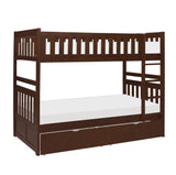 Rowe Dark Cherry Twin/Twin Bunk Bed with Storage Boxes by Homelegance at Eve Furniture