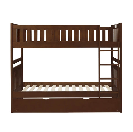 Rowe Dark Cherry Twin/Twin Bunk Bed with Twin Trundle by Homelegance at Eve Furniture