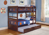 Rowe Dark Cherry Twin/Twin Bunk Bed with Twin Trundle by Homelegance at Eve Furniture