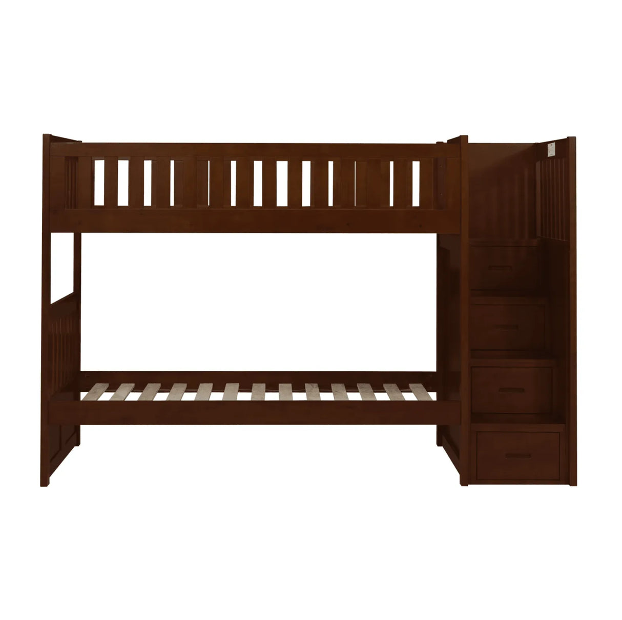 Rowe Dark Cherry Twin/Twin Step Bunk Bed by Homelegance at Eve Furniture