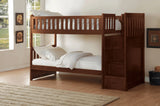 Rowe Dark Cherry Twin/Twin Step Bunk Bed by Homelegance at Eve Furniture