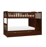 Rowe Dark Cherry Twin/Twin Step Bunk Bed with Storage Boxes by Homelegance at Eve Furniture