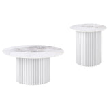 Rowena White 2-Piece Faux Marble Coffee and End Table Set by Coaster at Eve Furniture