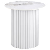 Rowena White 2-Piece Faux Marble Coffee and End Table Set by Coaster at Eve Furniture