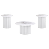 Rowena White 3-Piece Faux Marble Coffee and End Table Set by Coaster at Eve Furniture