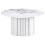 Rowena White 3-Piece Faux Marble Coffee and End Table Set by Coaster at Eve Furniture